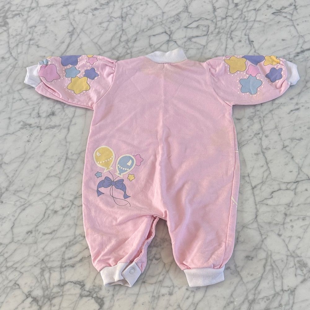 Vintage Bubble Romper Sz 6/9 Mo Pink Bunny Balloon Kids One Piece Easter - Picture 6 of 7